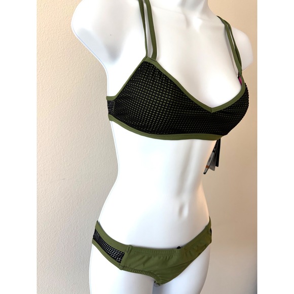 Speedo Athletic Turnz Endurance Practice Bikini Mesh Strappy Swim Set Olive Sz S - Picture 9 of 15